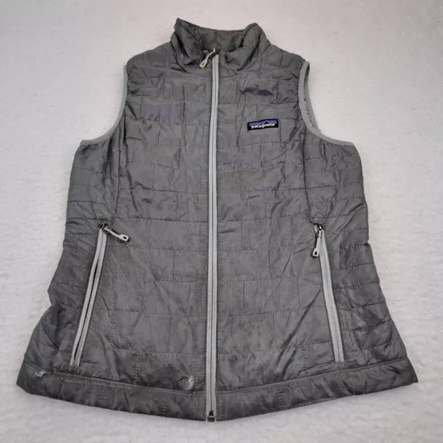 Patagonia Vest Womens Small Gray Full Zip Nano Puff Lightweight Primaloft