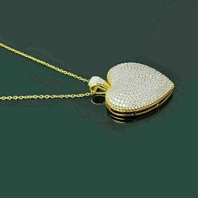 4.20CT Round Cut Lab Created Diamond Heart Pendant 14k Yellow Gold Plated