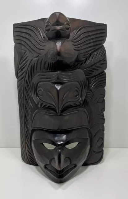 Native Hand Carved Wood Mask 15-3/4” x 9-1/2” x 5”