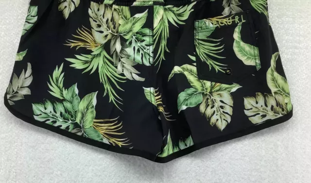 Rip Curl Womens Leaf Print Relaxed Fit Slash Pocket Black Board Shorts Size M 2