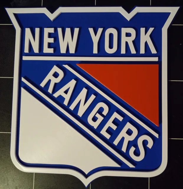 12" New York Rangers 3D Logo Sign. 3D Printed Plastic Sign. Man Cave, Bar Sign.