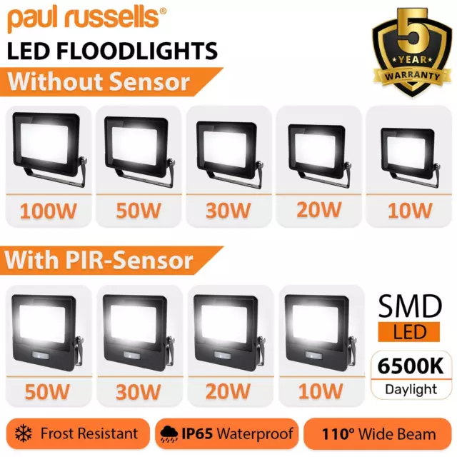 Led Floodlight Outdoor Security Light Flood Garden Motion Sensor Pir Lights