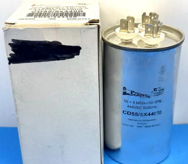 Beacon Air Conditioning HVAC Round Dual Motor Run Capacitor 50 + 5 MFD 440 Volt