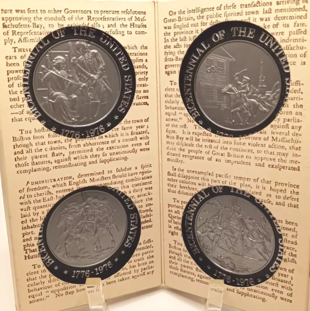 PEMCO Bicentennial Plastic Medallion Coaster Set Revolutionary War 1776-1976 4pc