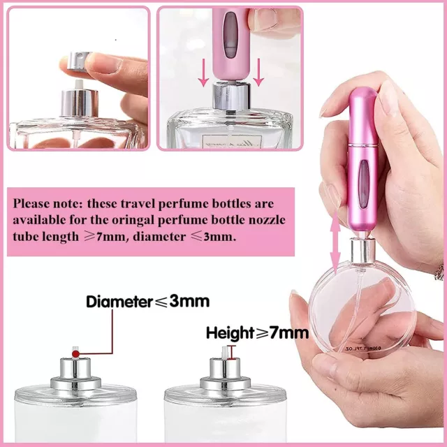 Perfume Atomiser Bottle Refillable Aftershave Atomizer 5ml Pump Travel Spray 3