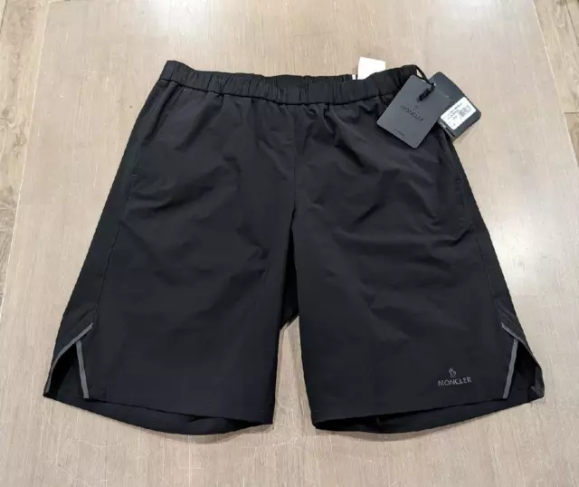 $425 Mens Moncler Elastic Waist Polyester Shorts Black 52 US 36