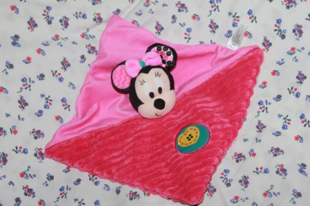 Doudou Disney Nicotoy Minnie Plat Rose Velours Bouton Coeur