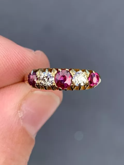 18ct gold diamond ruby  ring Victorian