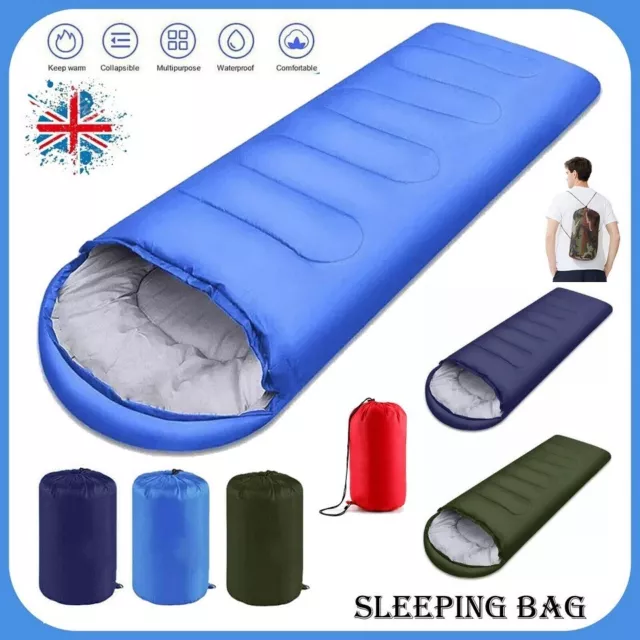 3-4 Season Single Sleeping Bags Camping Rectangular Envelope Zip Up Kids Adult