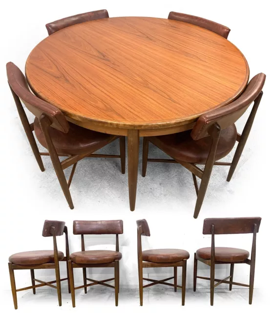 60s 1970s retro vintage G PLAN FRESCO TEAK DINING SET EXTENDABLE TABLE 4 CHAIRS