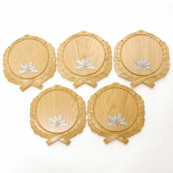 5 Pieza Placa de Jabalí Tallado Roble Claro AF17, 5cm + 5 X 6-blättrigen Portada