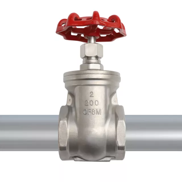 2"NPT Female Threads Manual Stainless Steel Gate Valve with Anti-slip Handle New
