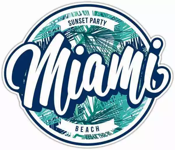 Miami Beach Florida Vacation Party Ocean Car Bumper Vinyl Sticker Decal 5"X4"