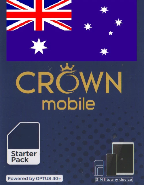 NEW, AUSTRALIAN, CROWN, Prepaid, Trio sized SIM card for AUSTRALIA. £5.