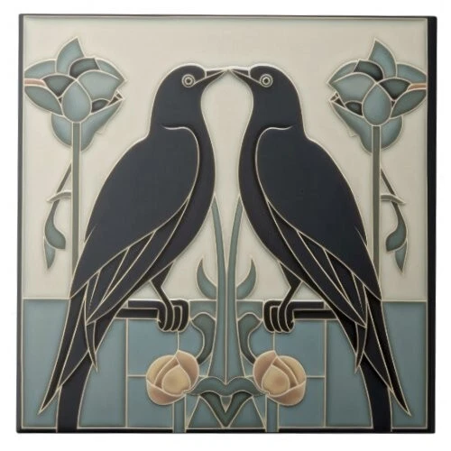 Ceramic Tile Reproduction Art Deco Art Nouveau Vintage Rare Majolica Victorian