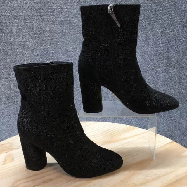 DKNY Donna Karan New York Boots Womens 8 M Glitter Heeled Ankle Bootie Black