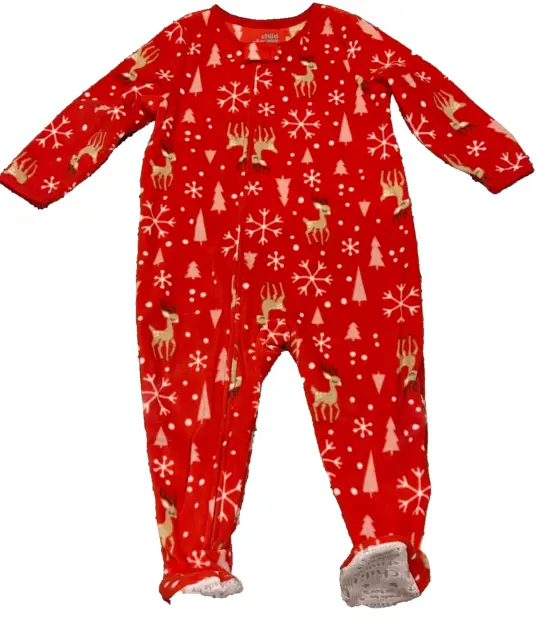 Nwt Carters Baby Girl Holiday Footed Red Snowflake Reindeer Sleeper Pajamas 18 M