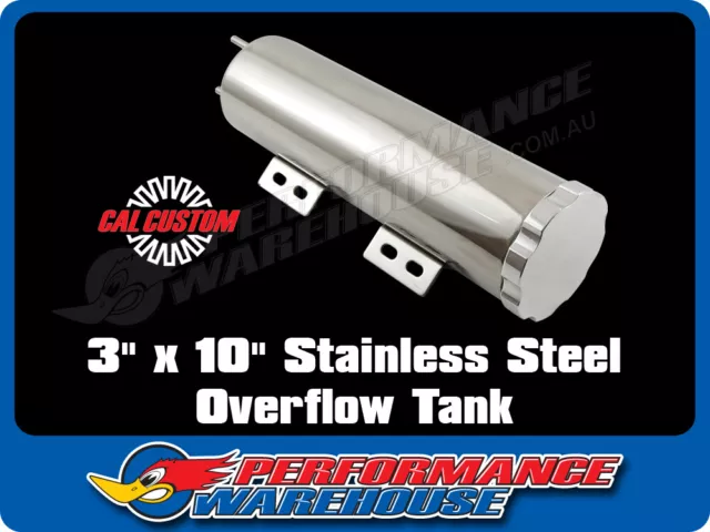 Polished Stainless Steel Radiator Overflow Tank 3" x 10" Cooling Performance