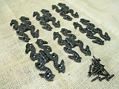 6 Hinges 4" Long Decorative Butterfly Hinge Cabinet Screen Door Iron Hand Forged
