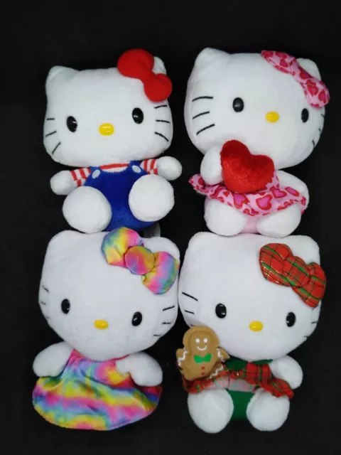 4 x Hello Kitty TY Bean Bag Plush​ Dolls Preowned​ VG Condition