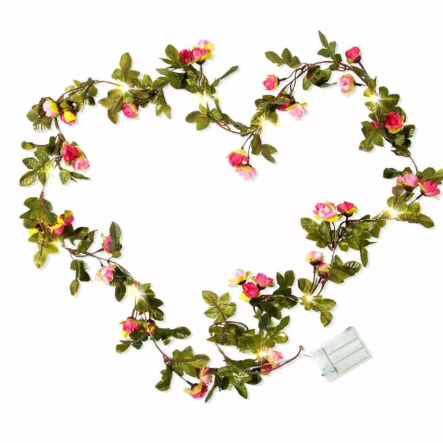 2m Flower Leaf Garland 20 LED Fairy String Light Battery Powered Wedding Party 3