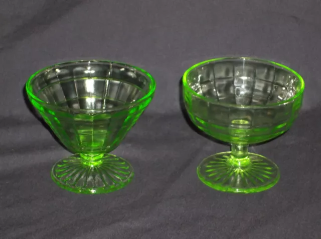 Hocking Depression Glass Green Block Optic Sherbets, You Choose