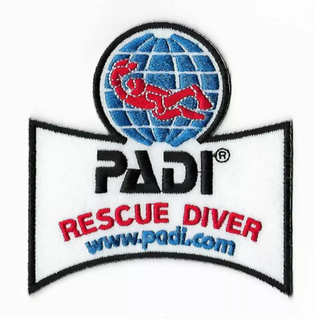 PADI Rescue Diver Patch (3.5") Iron-on Badge Scuba Diving Dive Logo Gift Emblem