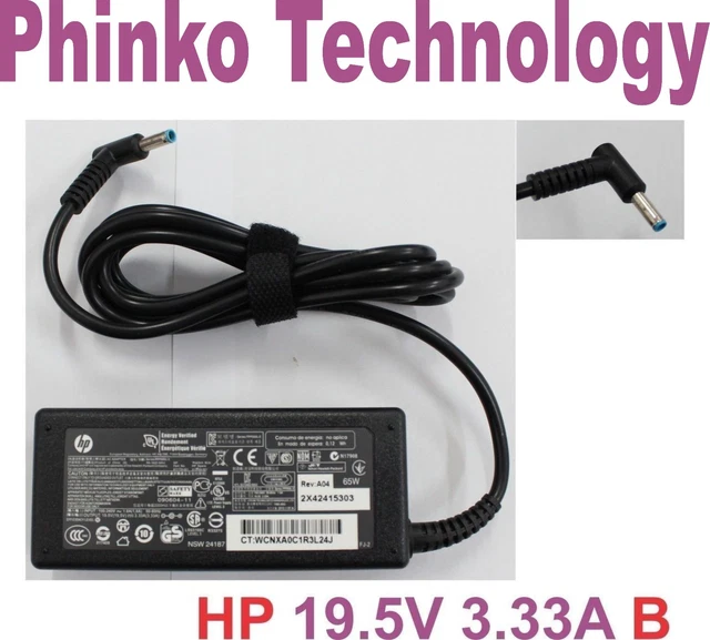 Genuine Laptop AC Power Adapter Charger 19.5V 3.33A 65W for HP 710412-001