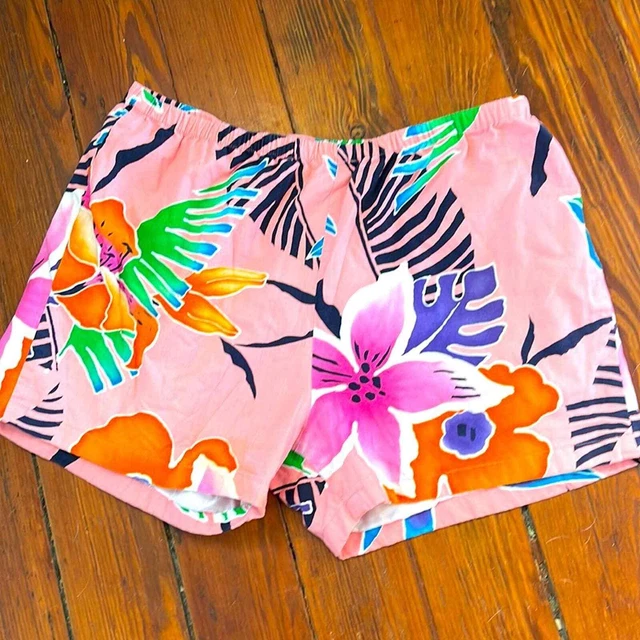 Vintage Original Jams Jams World Hawaiian floral print elastic waist shorts XL