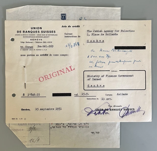 THE JEWISH AGENCY of Palestine Israel old document Geneva Switzerland