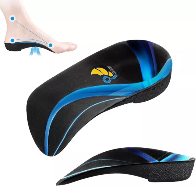 QBK 3/4 Orthotic Insoles Plantar Fasciitis High Arch Support Pain Relief Walking