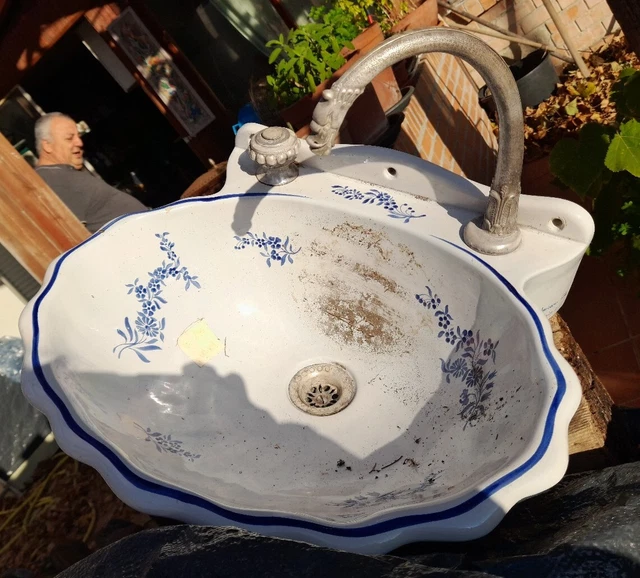 Lavabo Lavandino Da Appoggio Porcellana Bianca Francese Di Maurice Herbeau Lille