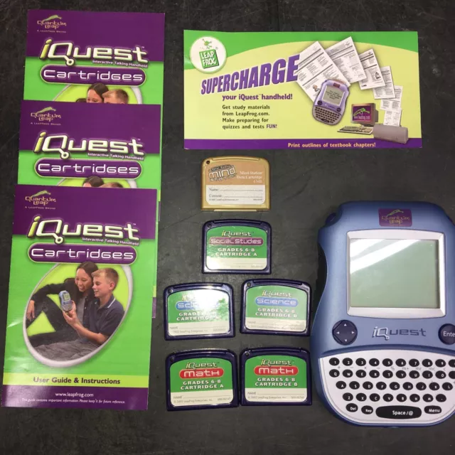 LeapFrog Quantum Leap iQuest Handheld Console Bundle- 4 cartridges Grade 5