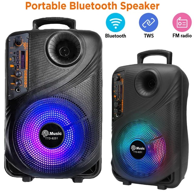 LED PORTABLE BLUETOOTH Wireless Speaker With Microphone Subwoofer USB ...