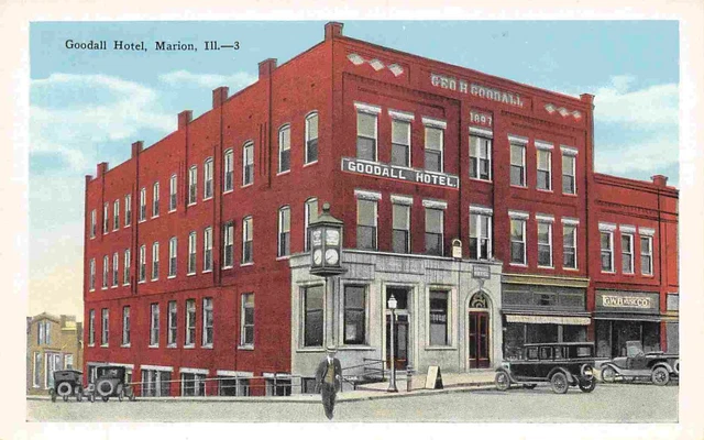 Postcard Goodall Hotel Marion Illinois 1920s