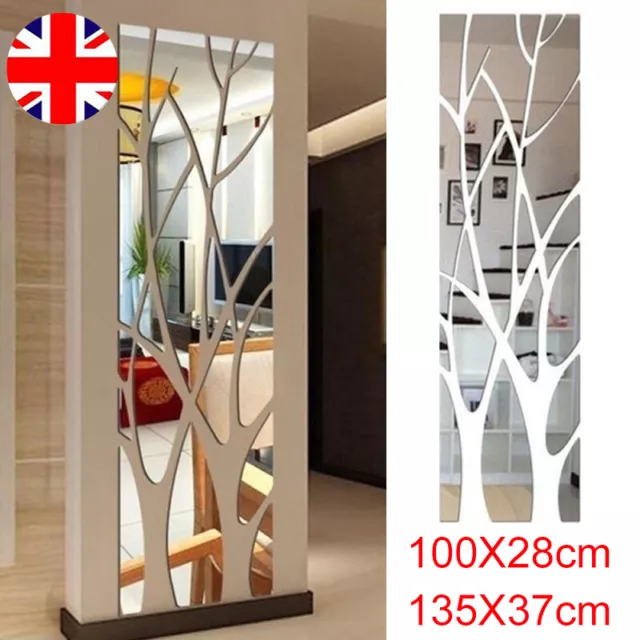 3D Tree Mirror Wall Sticker Removable DIY Art Decal Home Decor Mural Acrylic F