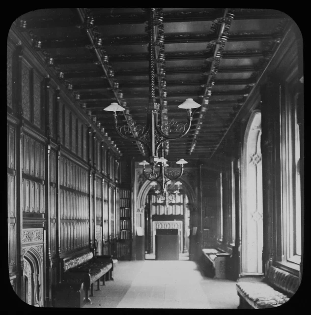 ANTIQUE Magic Lantern Slide OPPOSITION LOBBY HOUSE OF COMMONS C1890 PHOTO LONDON