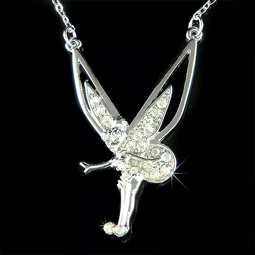 Cute ~Tinkerbell~ made with Swarovski Crystal Fairy PIXIE ANGEL Necklace Jewelry