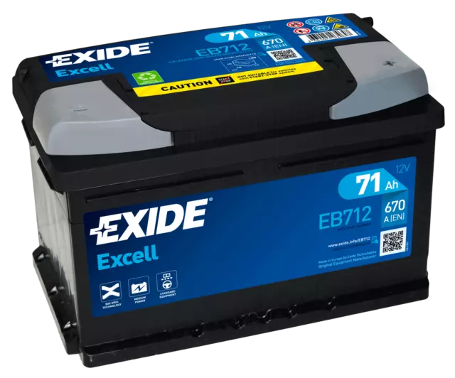 Exide EB712 Excell 12V 71Ah 670A Autobatterie inkl. 7,50 € Pfand