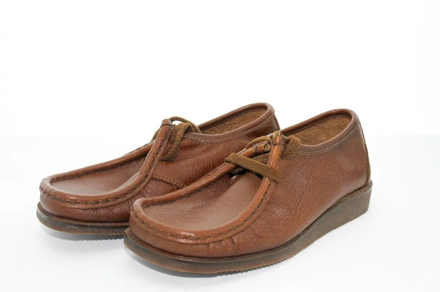 Bambini Ragazzi Scarpe Basse Tgl 27 Epomeo Braun Pelle Vero Vintage 80's