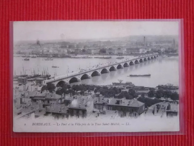 Cpa Ecrite Timbre Bordeaux Le Pont Ville Pris De La Tour Saint Michel 33 Gironde