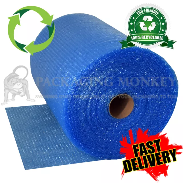 BIODEGRADABLE BLUE BUBBLE WRAP ROLLS 500mm WIDE - 100% ECO-FRIENDLY RECYCLABLE