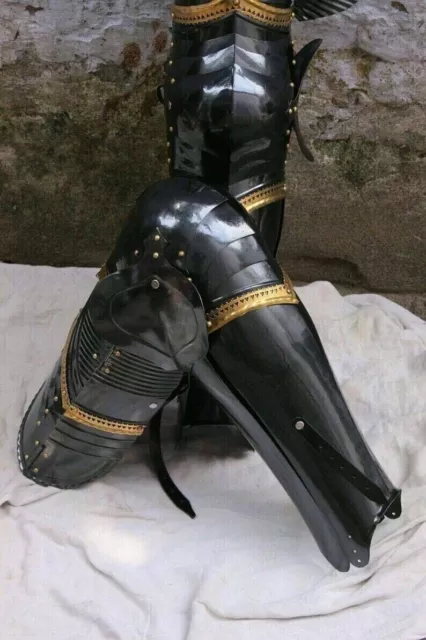 Medieval Knight 18GA Paire Armure Gothique Leg Dark Set Armure Greaves... 2