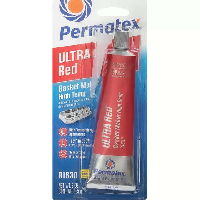 Permatex&reg; Ultra Red; RTV Silicone Gasket Maker; High Temperature; 3 oz