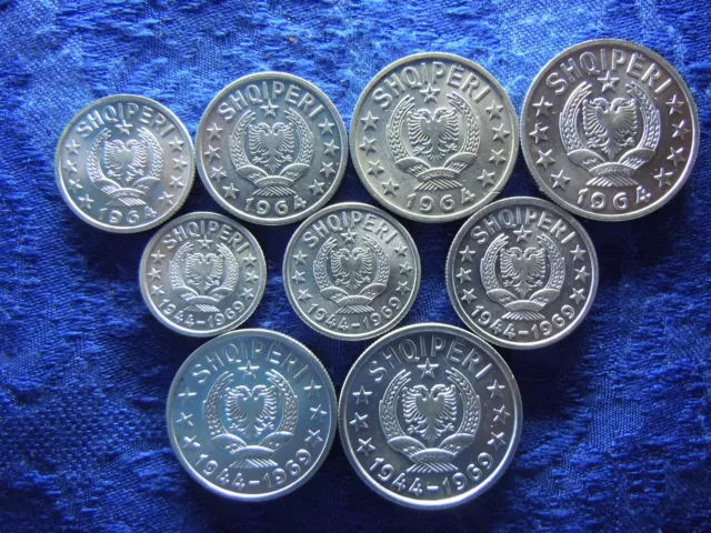 Albania 10, 20, 50Qindarka 1Lek 1964, 5, 10, 20, 50Qindarka1 Lek 1969(9) Au-Unc