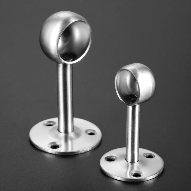 4 Sets Of Wardrobe Rail Support Brackets - Silver Zinc Alloy Closet Rod Holders With Screws
