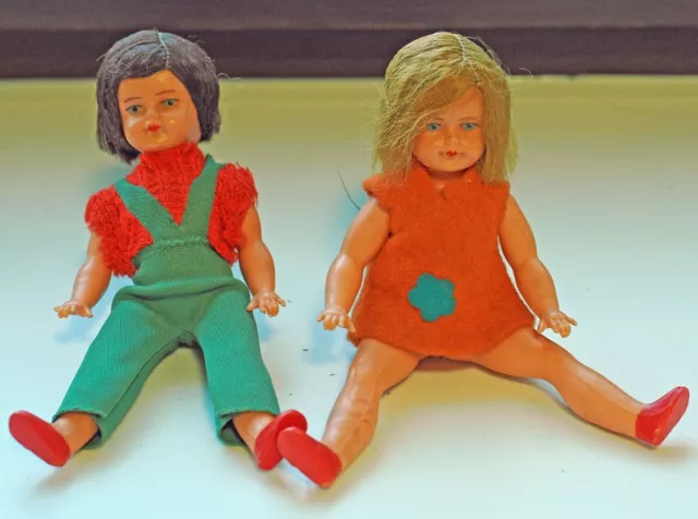 2x Zelluloid Puppen für die Puppenstube Püppchen (2-tlg.)  - Vintage