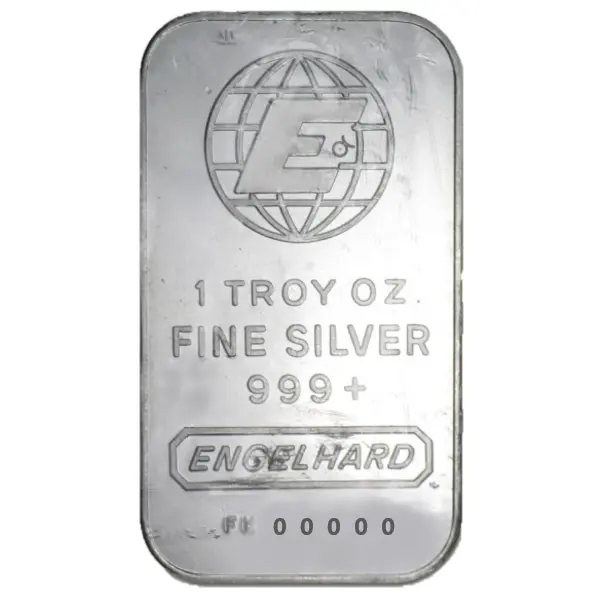 Engelhard 1 oz .999 Fine Silver Bar - Large/Wide "E" or "E"+"MC" - our choice