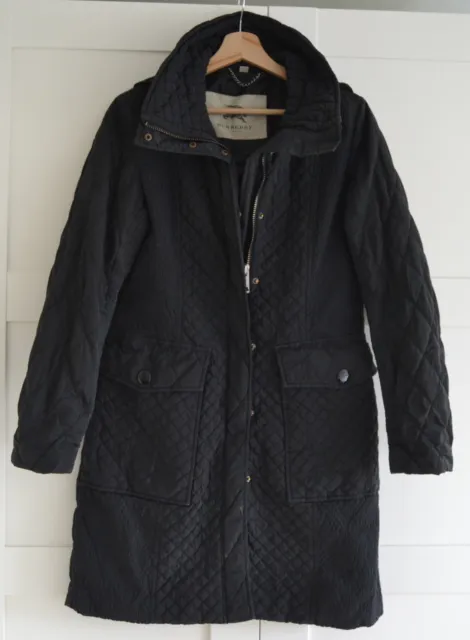Burberry London Women’s Black Quilted Parka Coat Size UK 6 USA 4