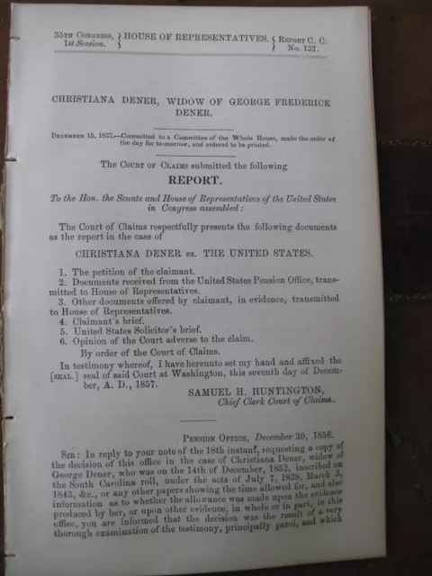 Charleston South Carolina Pension War Widow Claims Soldier Swamp Fox 1856